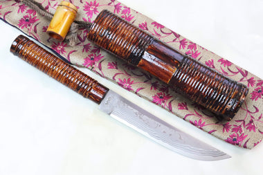 Takeshi Saji TS-60 SAMURAI | White Steel No.2 Damascus - JapaneseKnifeDirect.Com