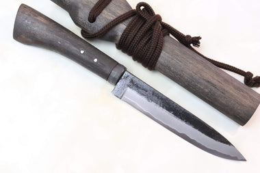 Takeshi Saji TS-70 SYURYOTO | Black Forged White Steel No.2 San Mai - JapaneseKnifeDirect.Com